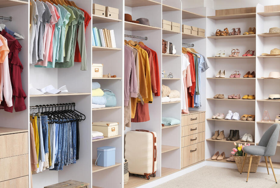 the-iconic-image-luxury-wardrobe-closet.jpg Luxury custom closet with color-coordinated clothing, shoes, and accessories representing The I.C.O.N.I.C Image experience.