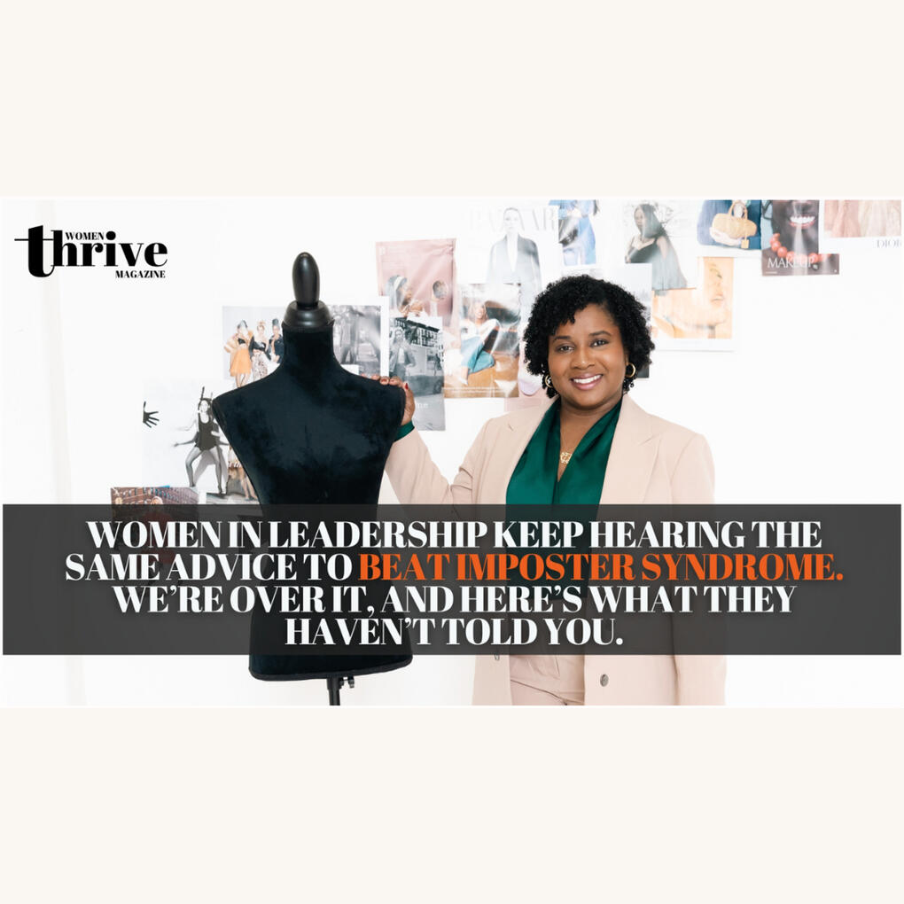 Thumbnail image of Bria Johnson featured in Women Thrive magazine beside a dress form.