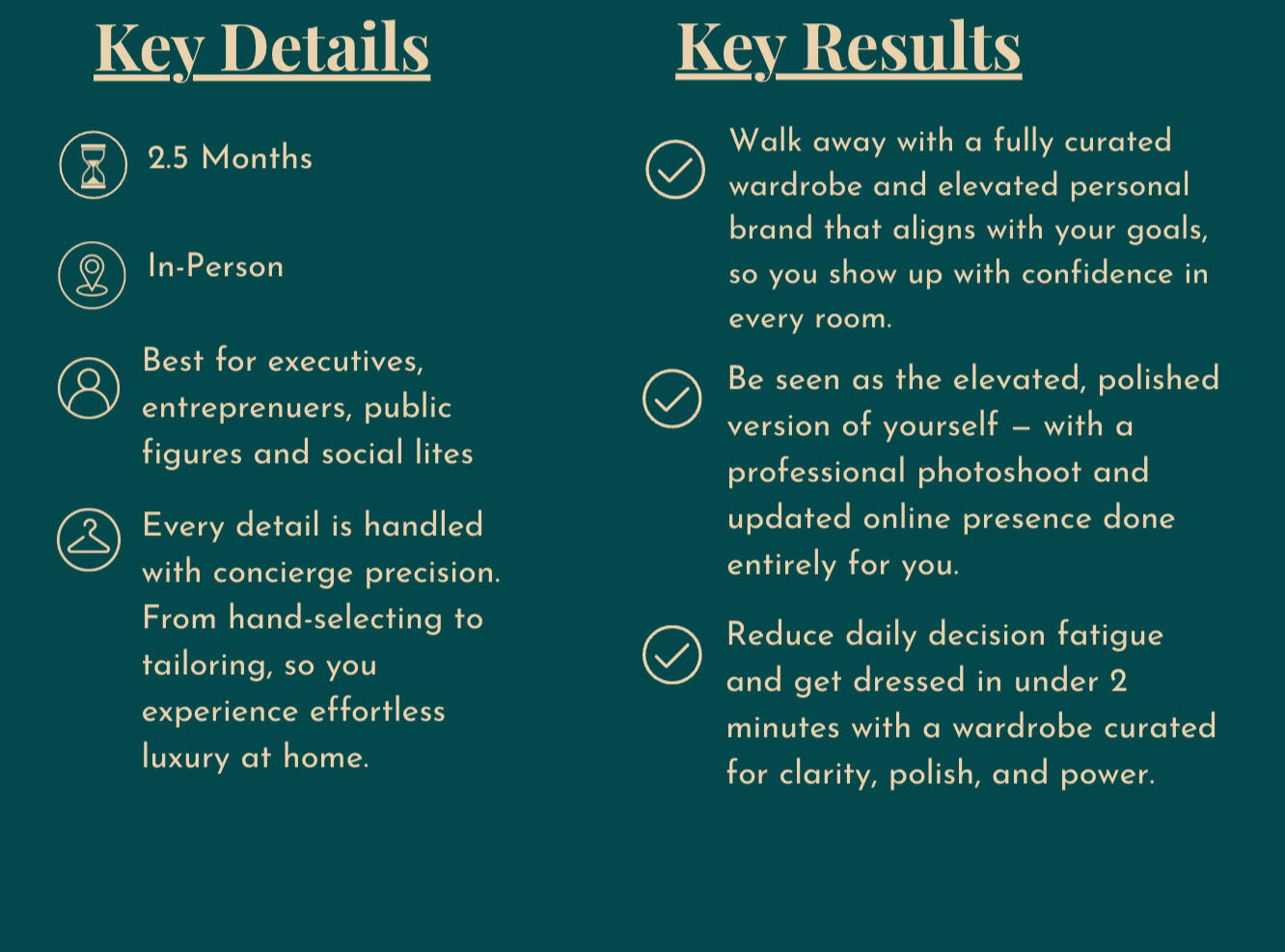 the-iconic-image-key-details-key-results.jpg Graphic displaying key details and key results for The I.C.O.N.I.C Image luxury styling experience.